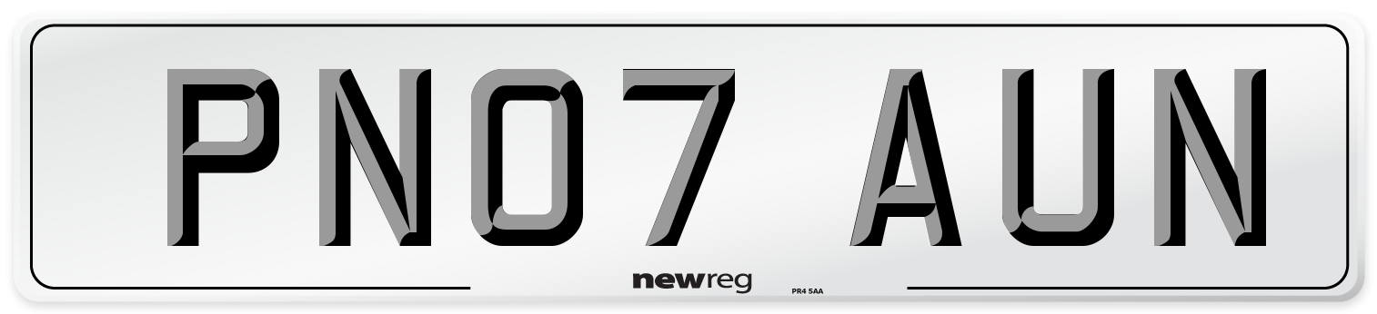 PN07 AUN Number Plate from New Reg